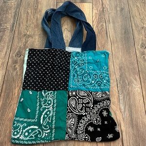 Vintage bandana/jean tote bag